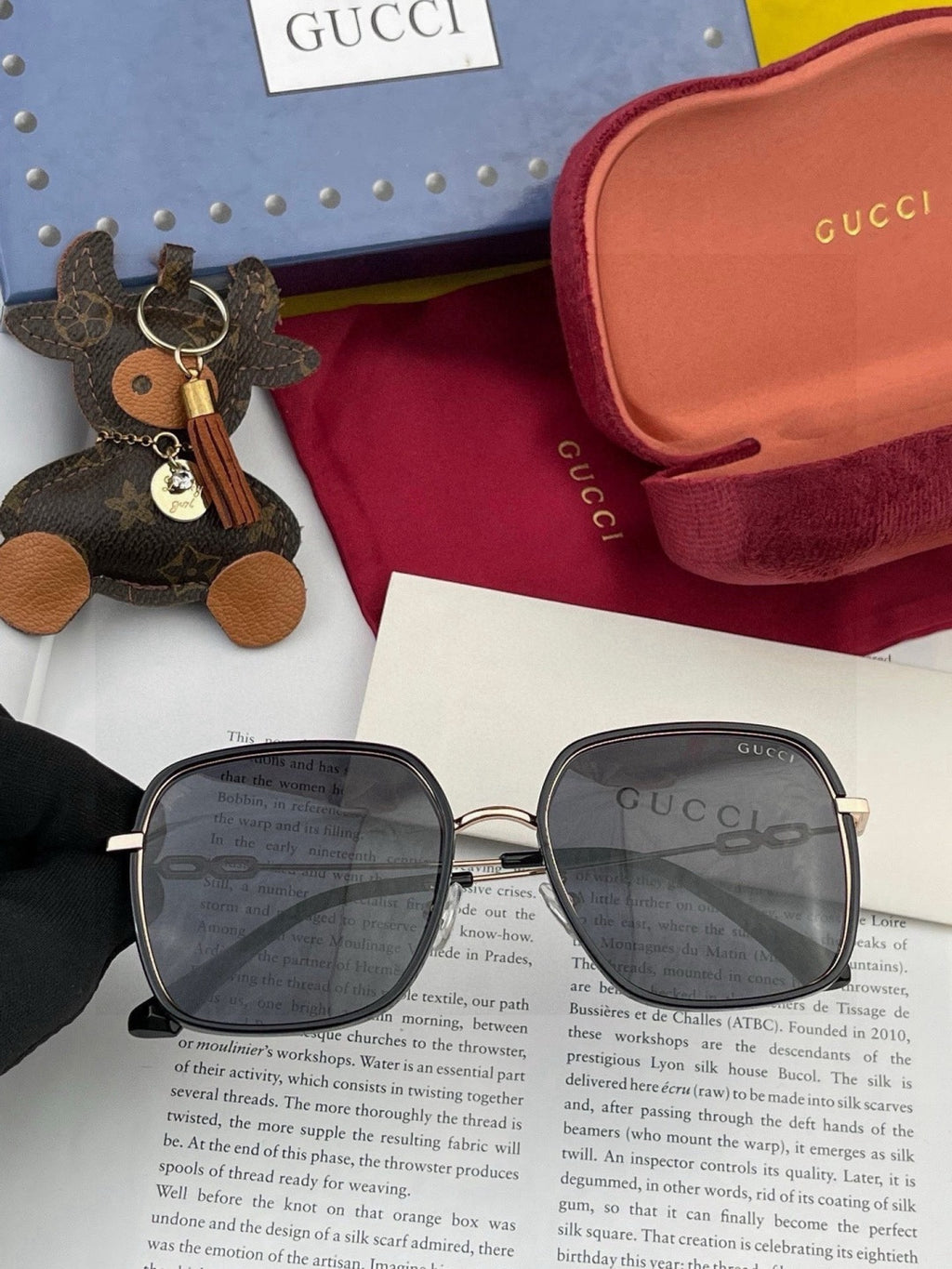 Gucci G5822 Polarized Oversized Red Lens Sunglasses for Men & Women