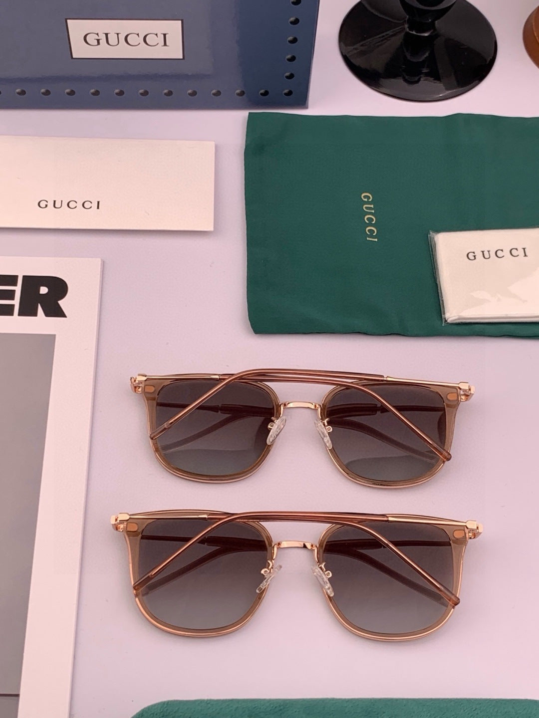 Gucci G5822 Polarized Oversized Black Lens Sunglasses for Men & Women - detail image 7