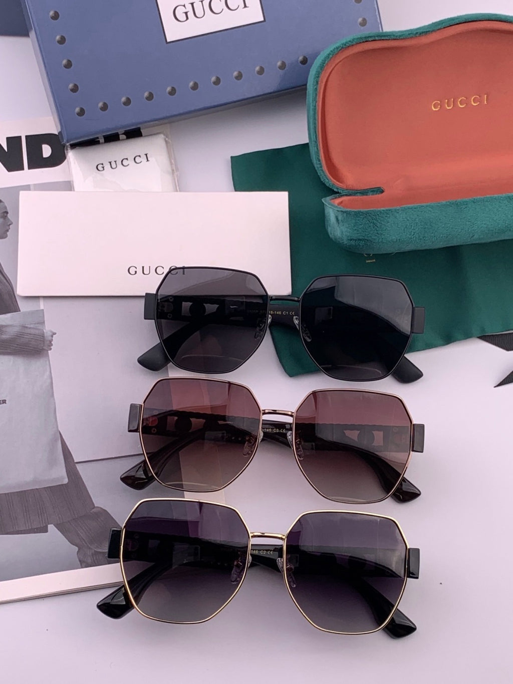 Gucci G1379 Metal Square Pink Lens Sunglasses for Men & Women - detail image 6