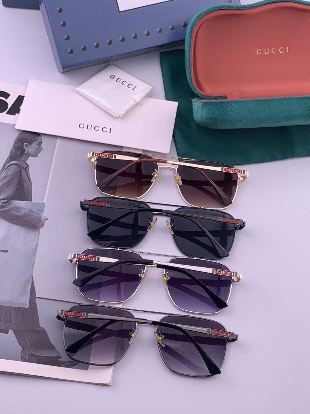 Gucci G1903 Aviator Black Lens Sunglasses for Men & Women - 382034 - detail image 6
