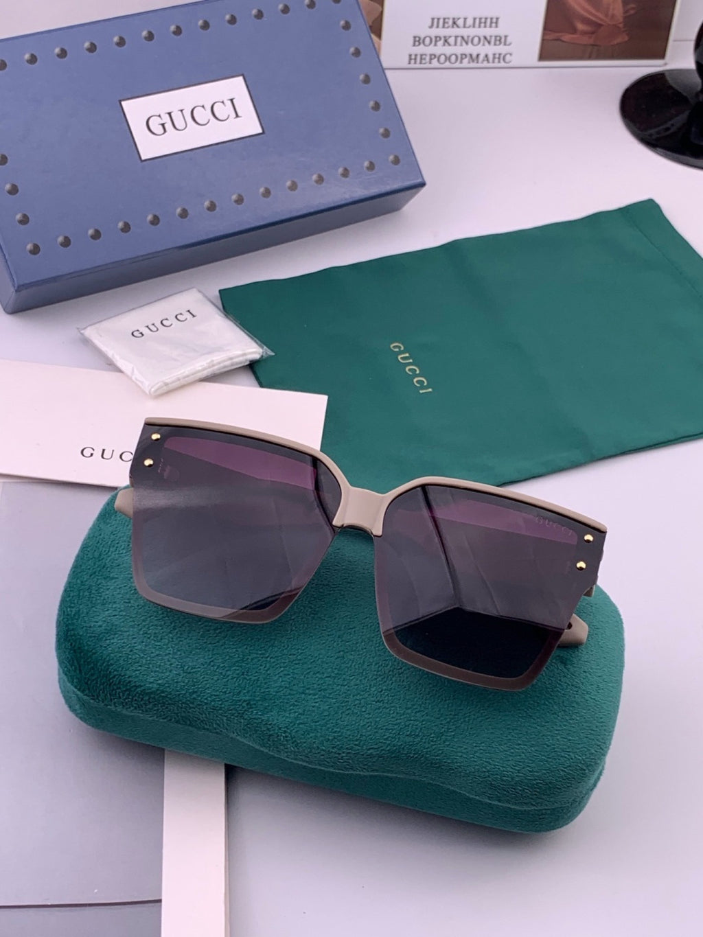 Gucci G7290 Metal Square Red Lens Sunglasses for Men & Women - 382045 - detail image 6
