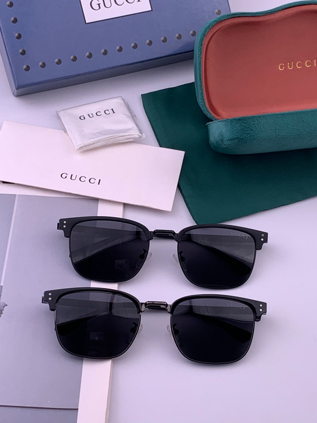 Gucci G5384 Polarized Square Gold Lens Sunglasses for Women - 381994 - detail image 7