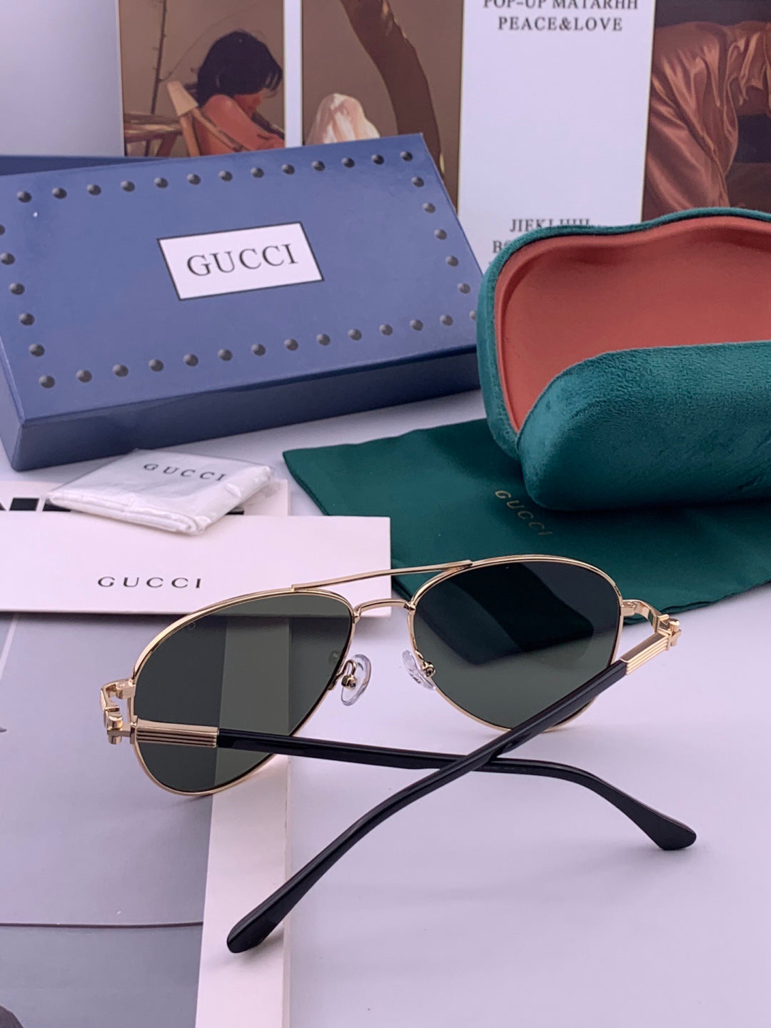 Gucci G0881 Polarized Aviator Blue Lens Sunglasses for Men & Women - detail image 7