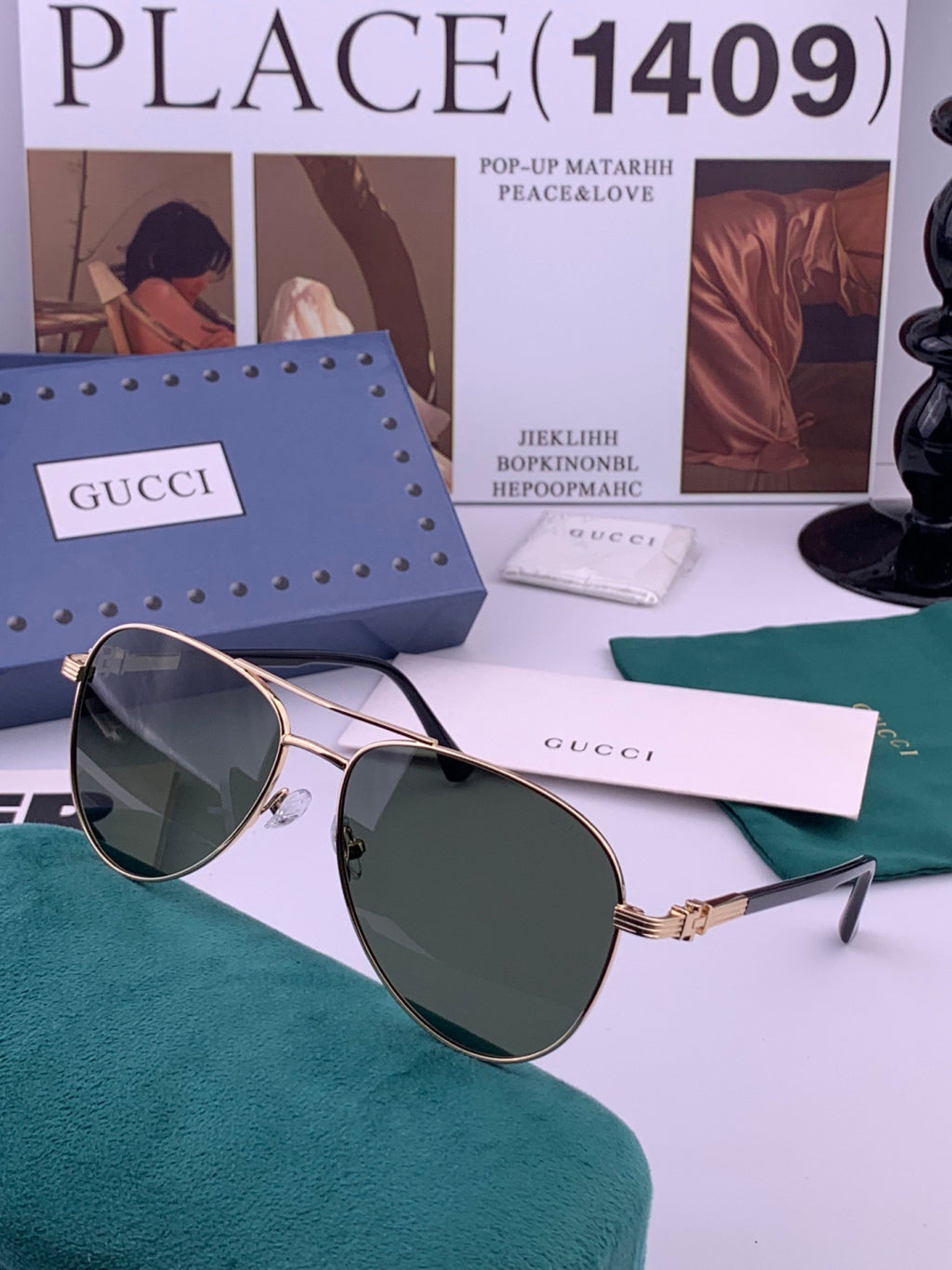 Gucci G0881 Polarized Aviator Blue Lens Sunglasses for Men & Women - detail image 4