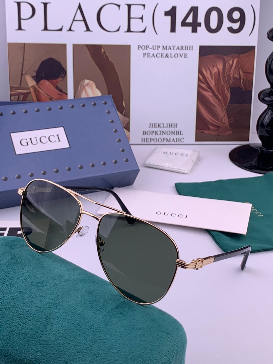 Gucci G0881 Polarized Aviator Blue Lens Sunglasses for Men & Women - detail image 4