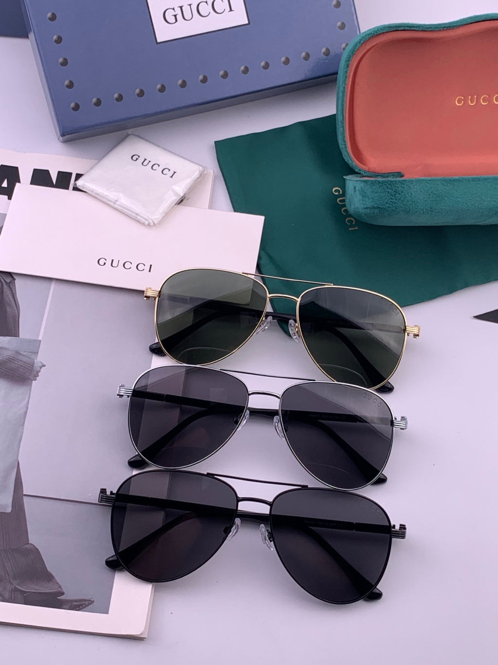 Gucci G0881 Polarized Aviator Blue Lens Sunglasses for Men & Women - detail image 8