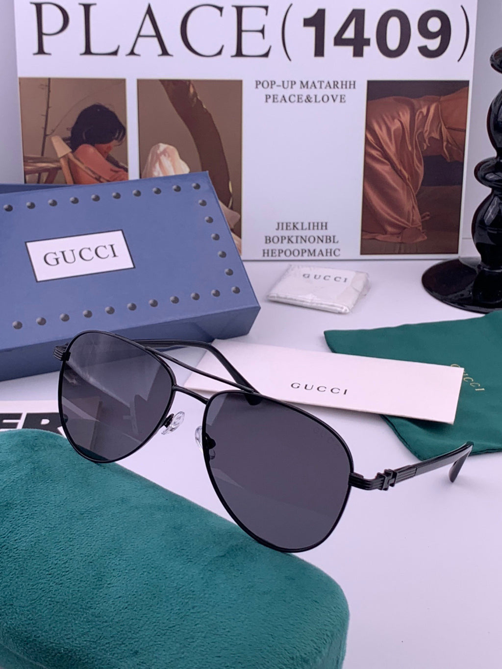 Gucci G0881 Polarized Aviator Blue Lens Sunglasses for Men & Women - detail image 6