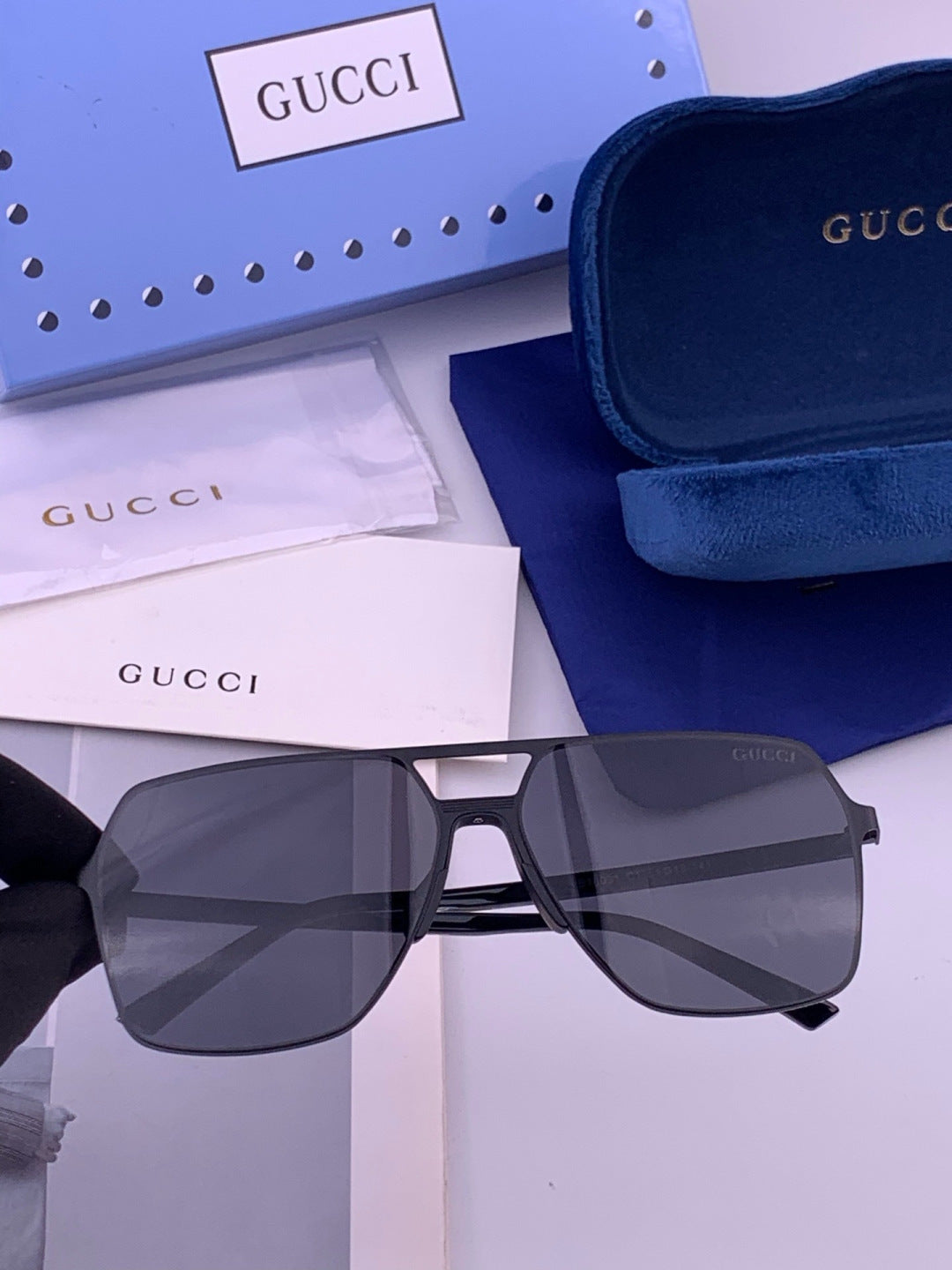 Gucci G11803 Polarized Aviator Orange Lens Sunglasses for Men - 381975