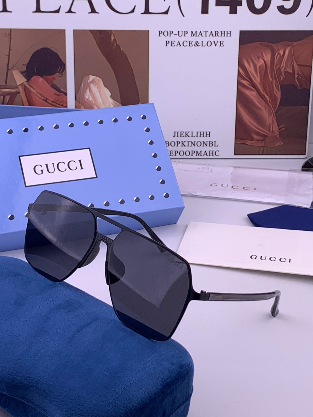 Gucci G11803 Polarized Aviator Orange Lens Sunglasses for Men - 381975 - detail image 2