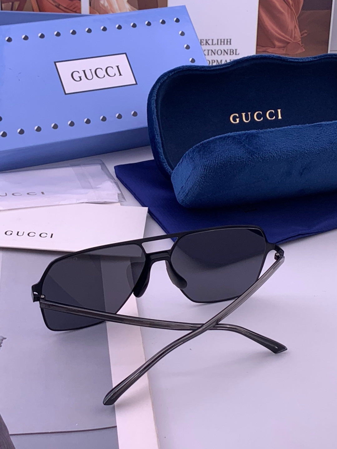 Gucci G11803 Polarized Aviator Orange Lens Sunglasses for Men - 381975 - detail image 5