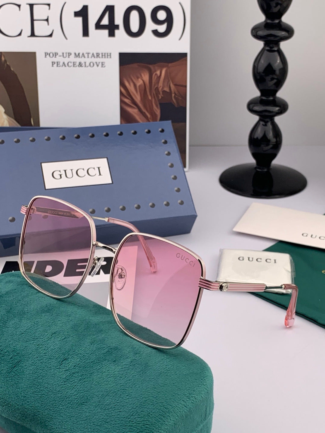 Gucci G2220 Polarized Square Black Lens Sunglasses for Men & Women - 398405 - detail image 6