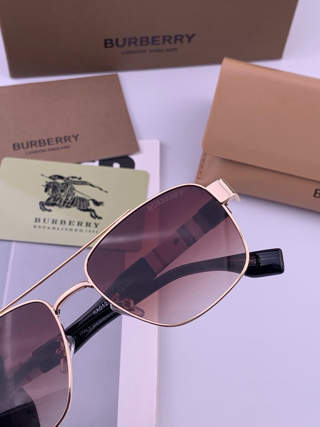 Burberry B201 Aviator Black Lens Sunglasses for Men - 399083 - detail image 4