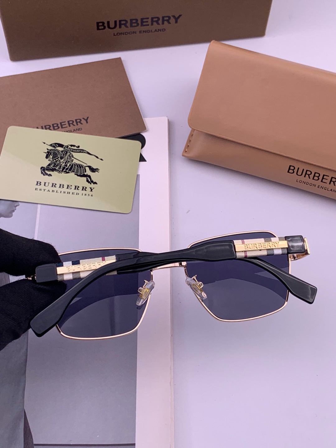 Burberry 101 Aviator Blue Lens Sunglasses for Men - 399087 - detail image 4