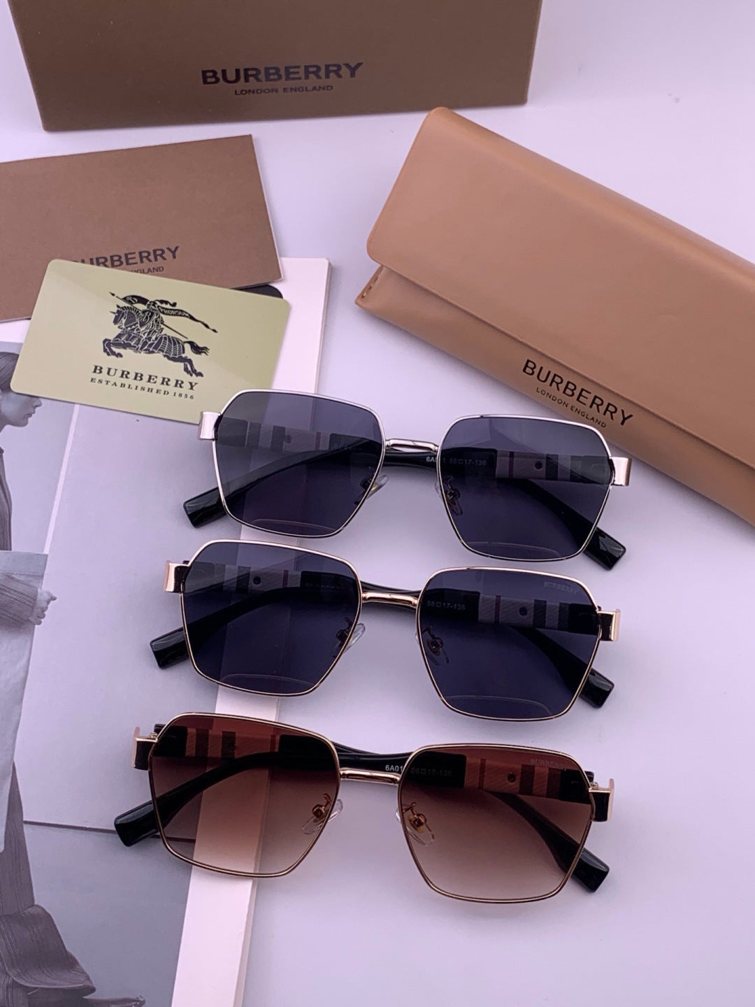 Burberry 101 Aviator Blue Lens Sunglasses for Men - 399089 - detail image 7