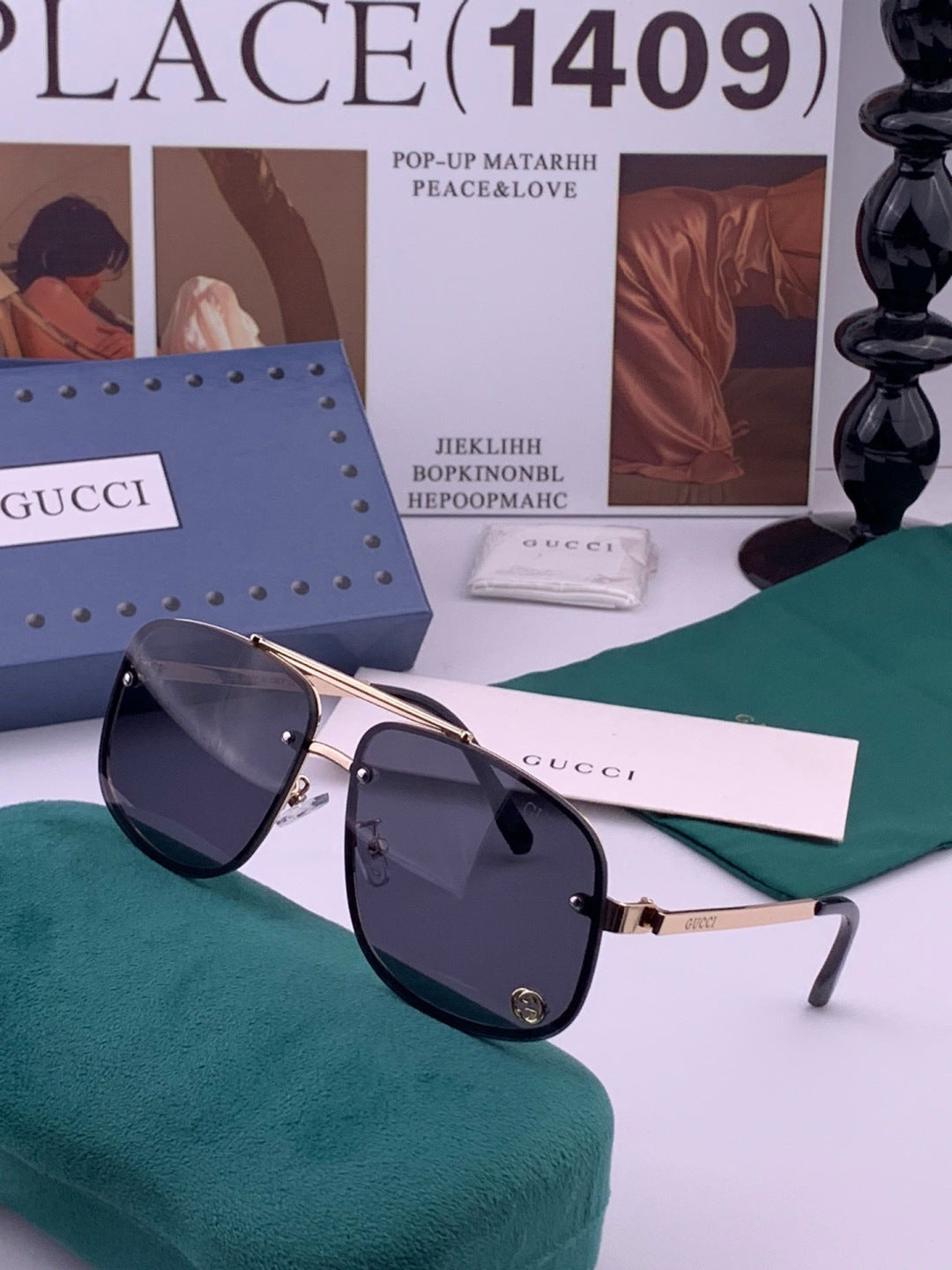 Gucci G41741 Aviator Black Lens Sunglasses for Men & Women - 398400 - detail image 2
