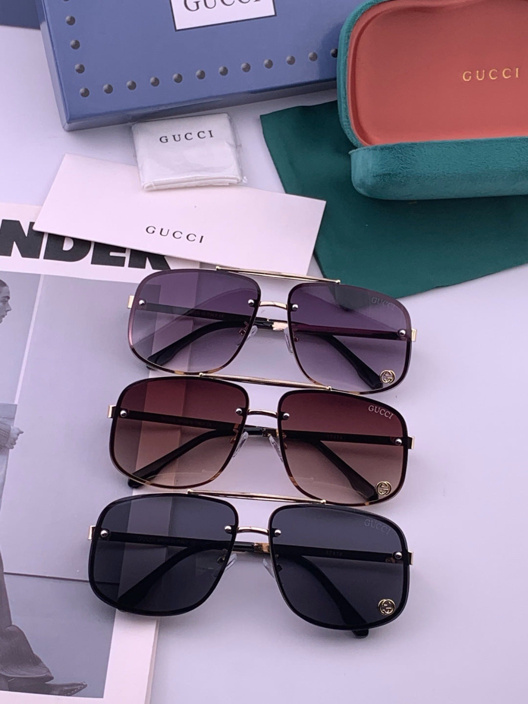 Gucci G41741 Aviator Black Lens Sunglasses for Men & Women - 398402 - detail image 8