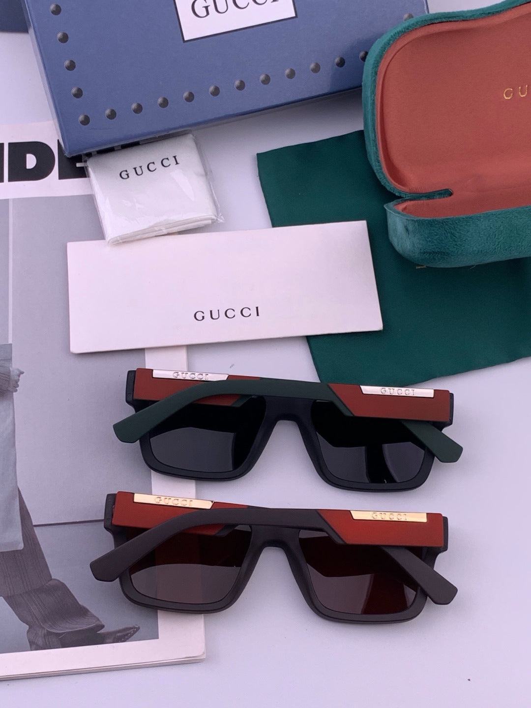 Gucci G8511 Polarized Square Red Lens Sunglasses for Women - 398378 - detail image 6
