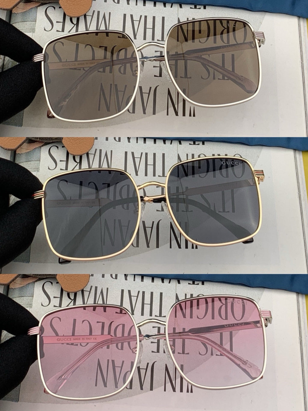 Gucci G3145 Metal Square Red Lens Sunglasses for Men & Women - 398380 - detail image 3