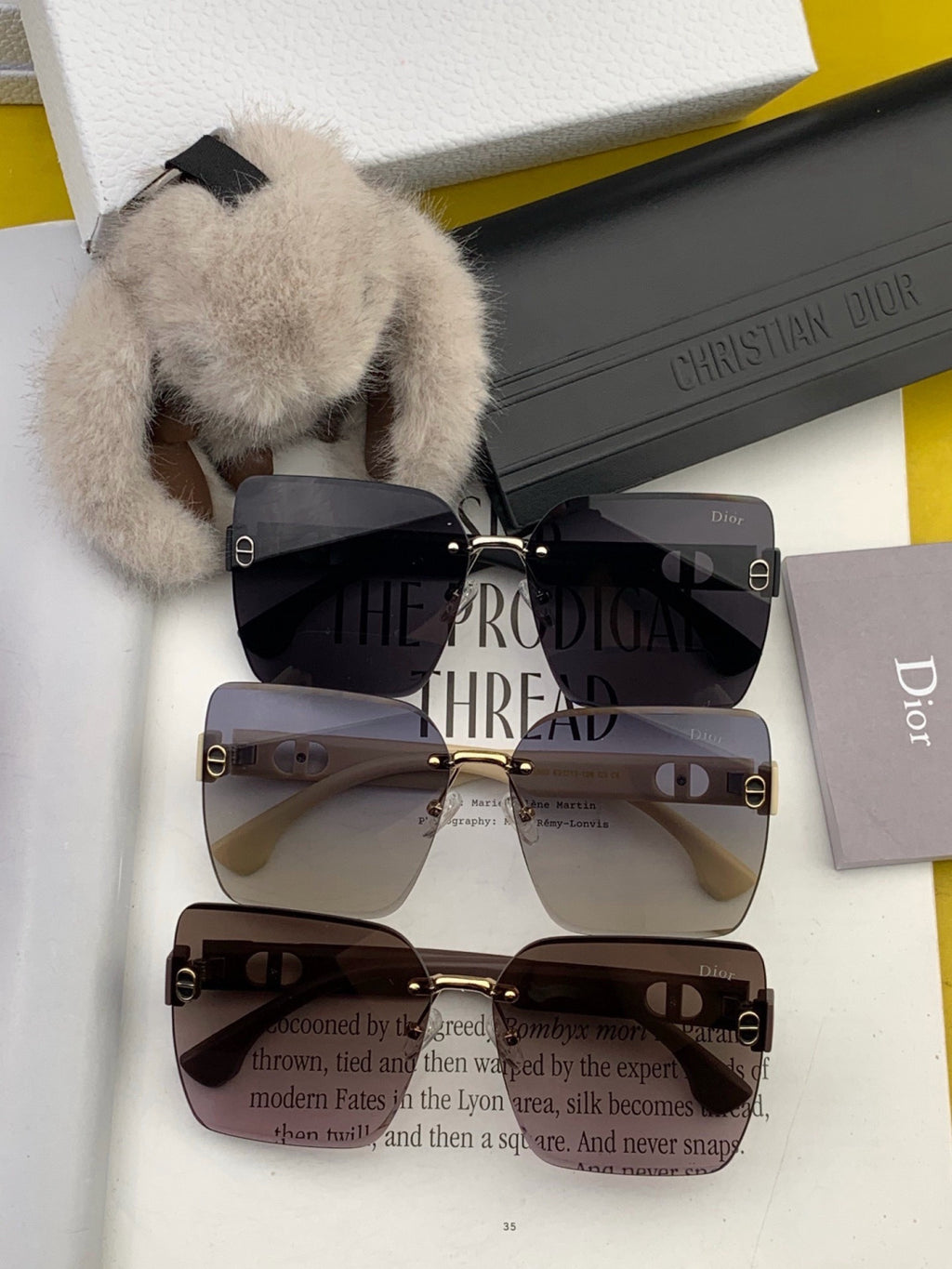 Dior D3550 Square Black Lens Sunglasses for Men & Women - 398688 - detail image 7