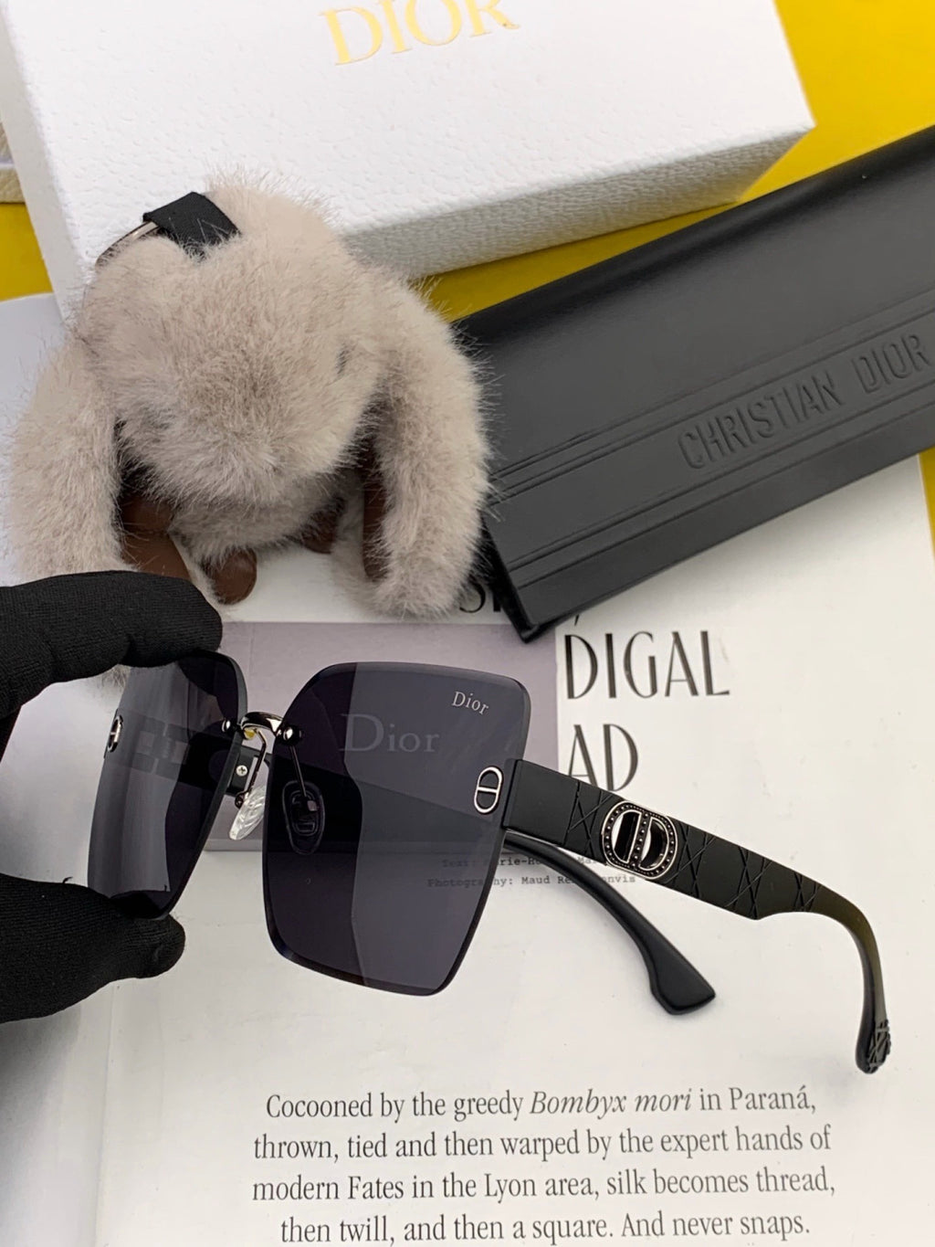 Dior D3550 Square Black Lens Sunglasses for Men & Women - 398688 - detail image 5