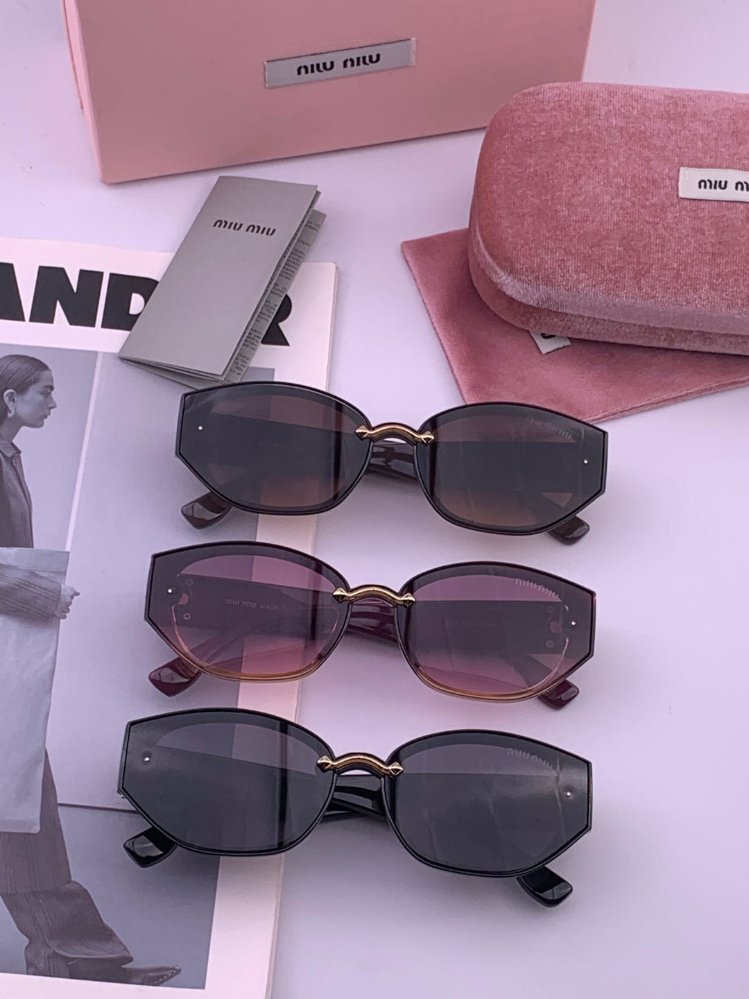 Miu Miu M7350 Fashion Black Lens Sunglasses for Men & Women - 399190 - detail image 8