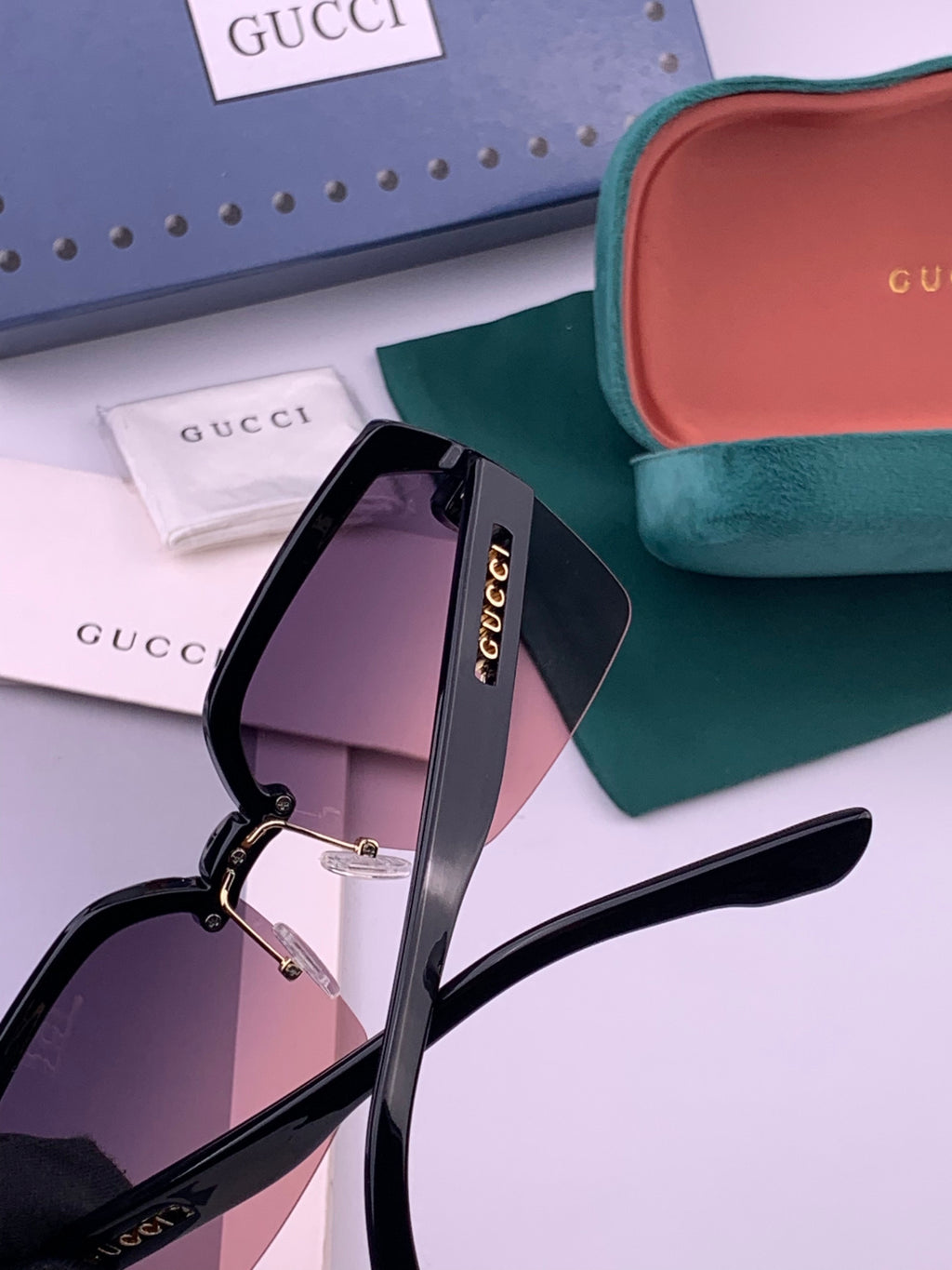 Gucci 2592 Polarized Square Gold Lens Sunglasses for Men & Women - 398275 - detail image 5