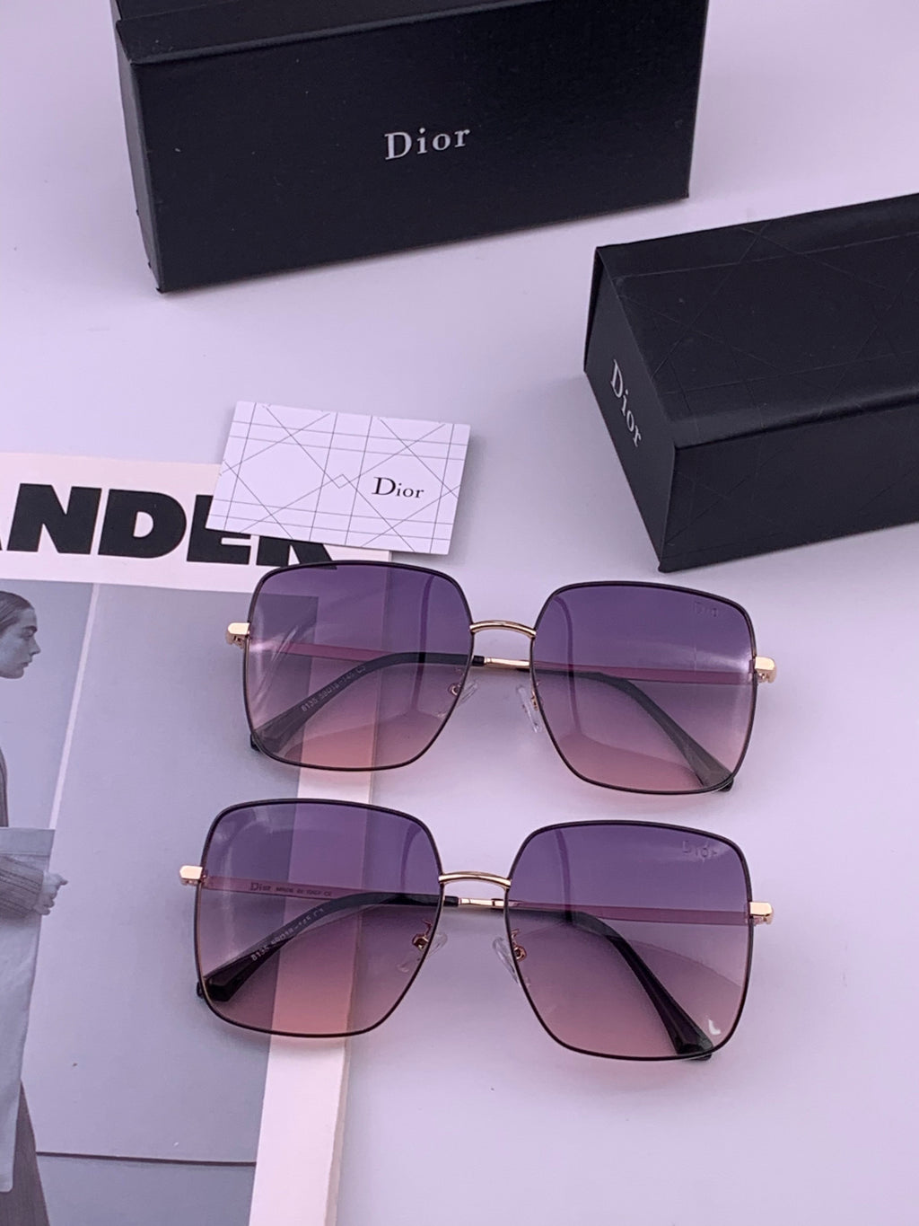 Dior D5813 Polarized Square Black Lens Sunglasses for Men & Women - 398754 - detail image 7