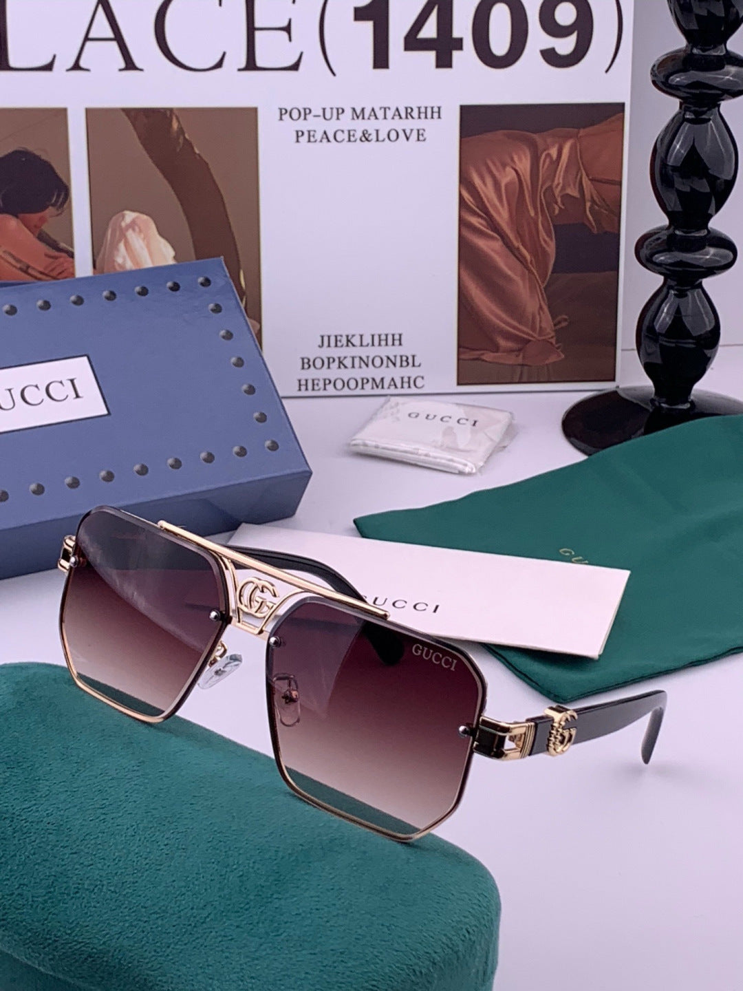 Gucci G21746 Aviator Black Lens Sunglasses for Men & Women - 398329 - detail image 2