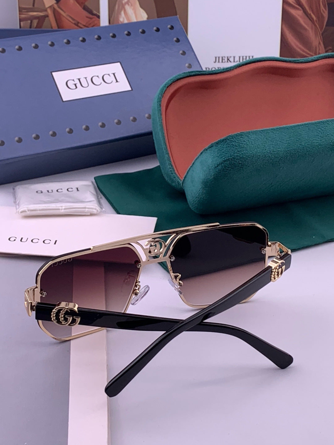 Gucci G21746 Aviator Black Lens Sunglasses for Men & Women - 398329 - detail image 6