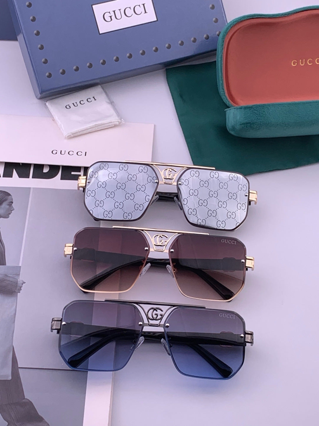 Gucci G21746 Aviator Black Lens Sunglasses for Men & Women - 398330 - detail image 8