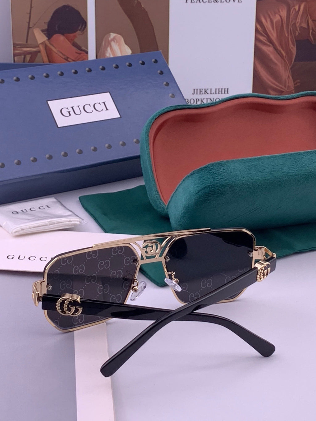 Gucci G21746 Aviator Black Lens Sunglasses for Men & Women - 398330 - detail image 4