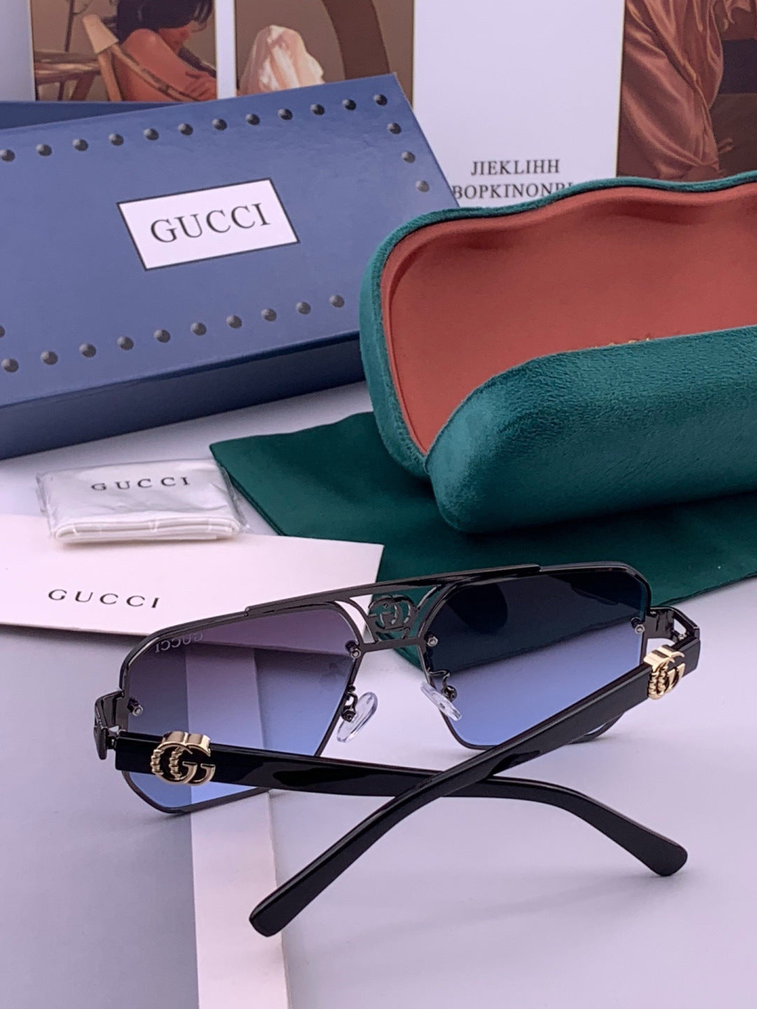 Gucci G21746 Aviator Black Lens Sunglasses for Men & Women - 398331 - detail image 7