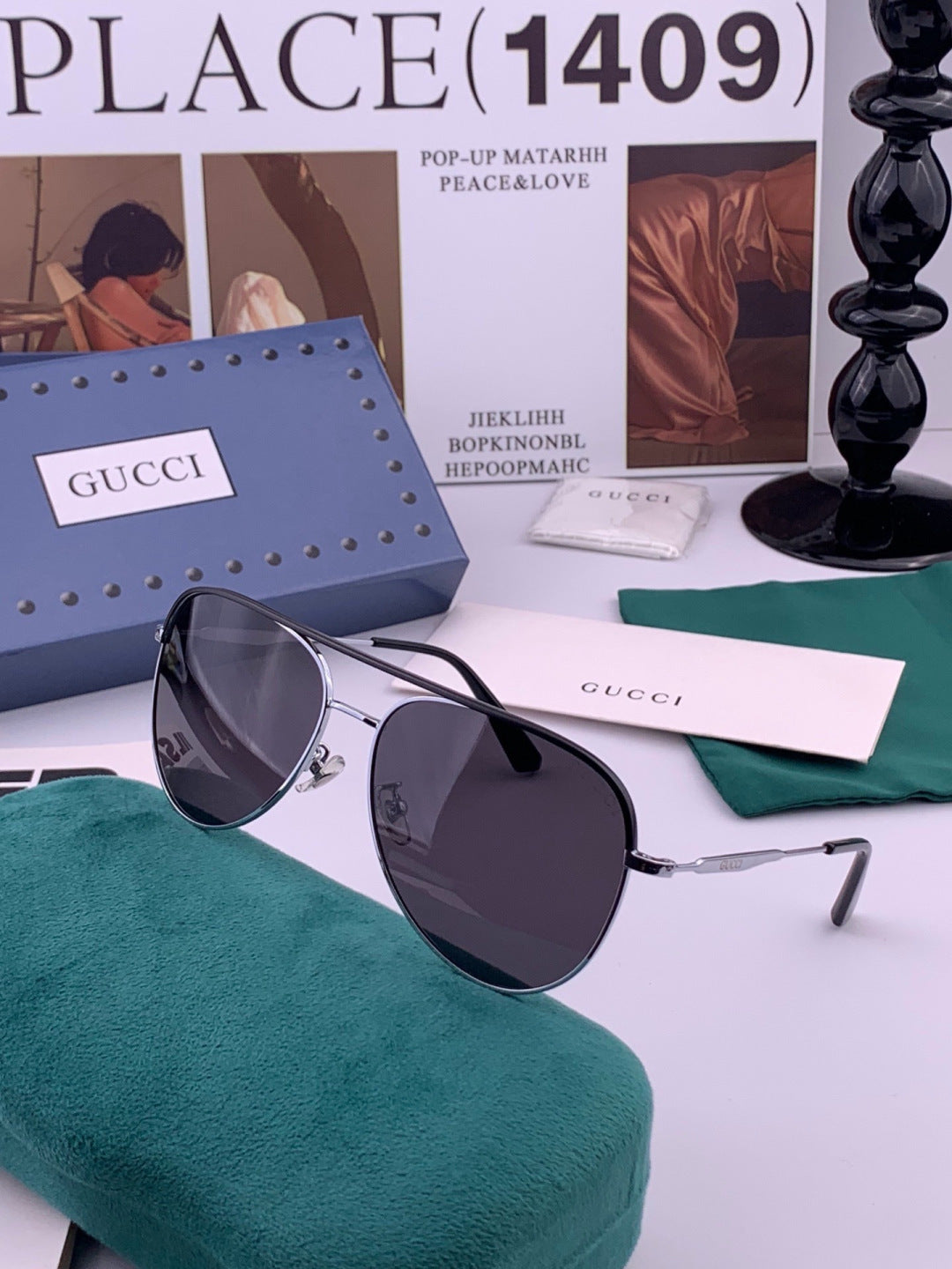 Gucci G3863 Polarized Aviator Black Lens Sunglasses for Men & Women - 398339 - detail image 5