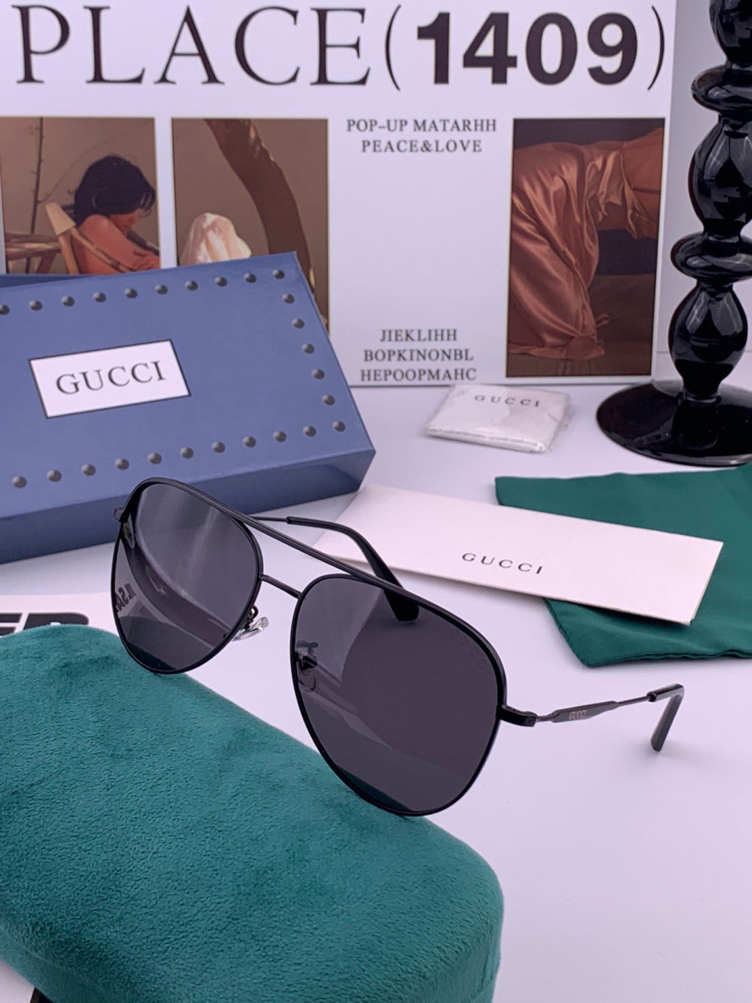Gucci G3863 Polarized Aviator Black Lens Sunglasses for Men & Women - 398339 - detail image 6