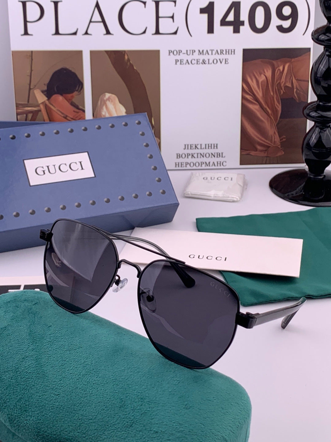 Gucci G9325 Polarized Aviator Black Lens Sunglasses for Men & Women - 398341 - detail image 2