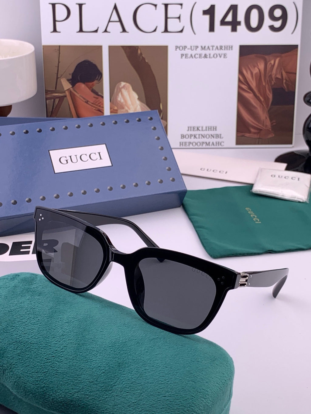 Gucci G6761 Polarized Square Black Lens Sunglasses for Men & Women - 398344 - detail image 2