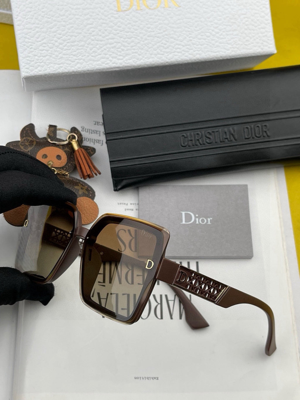 Dior CD4190 Square Gold Lens Sunglasses for Women - 398742