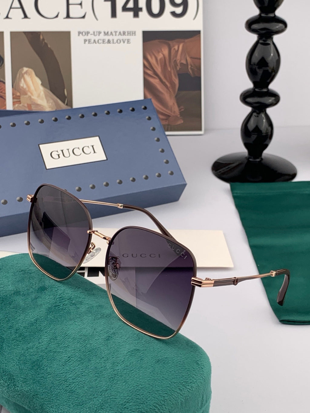 Gucci G2322 Polarized Round Red Lens Sunglasses for Men & Women - 398323