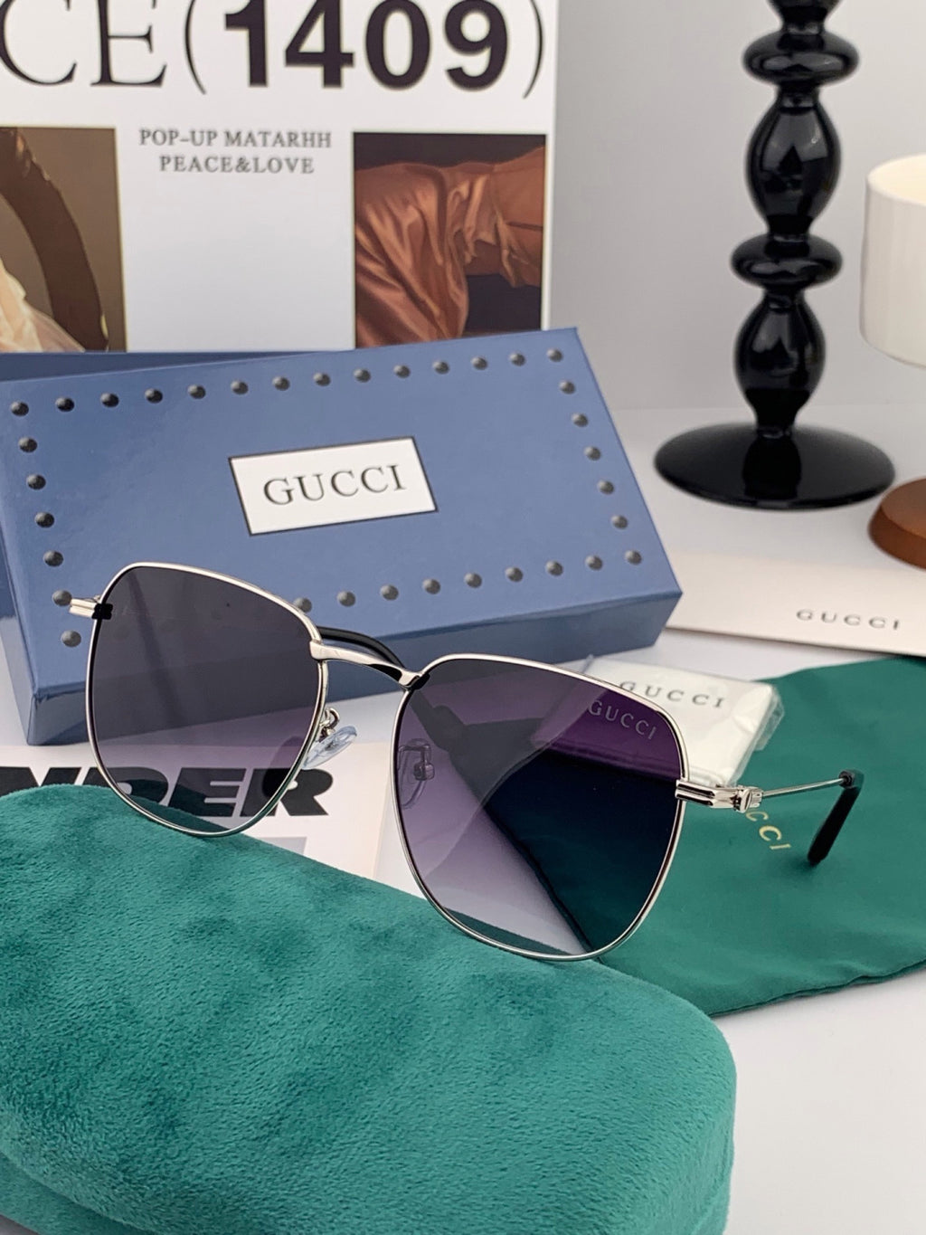 Gucci G6162 Polarized Oversized Black Lens Sunglasses for Men & Women - 398326 - detail image 3