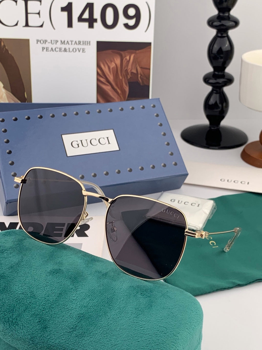 Gucci G6162 Polarized Oversized Black Lens Sunglasses for Men & Women - 398326 - detail image 4