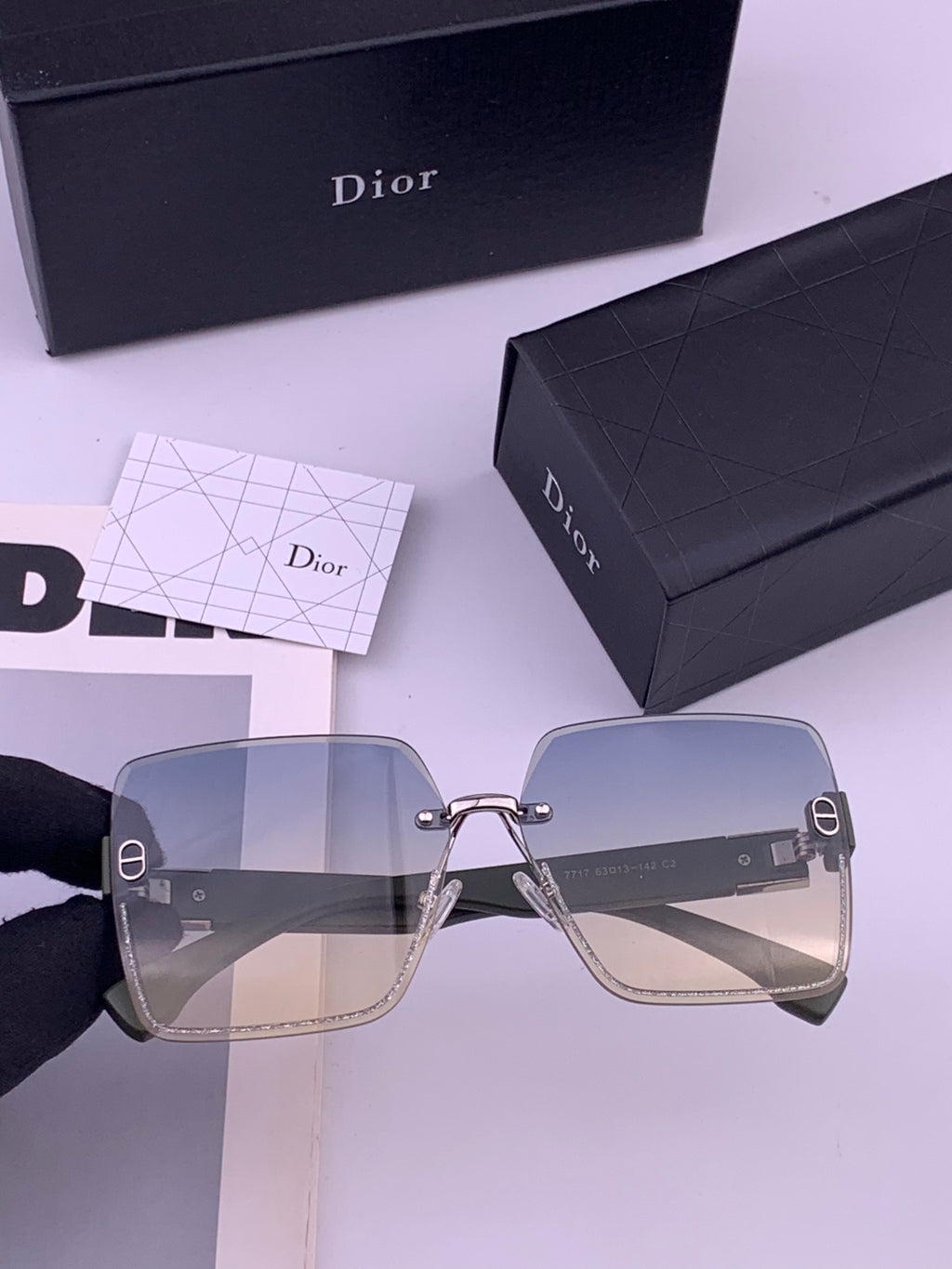Dior D7771 Square Gold Lens Sunglasses for Men & Women - 415523