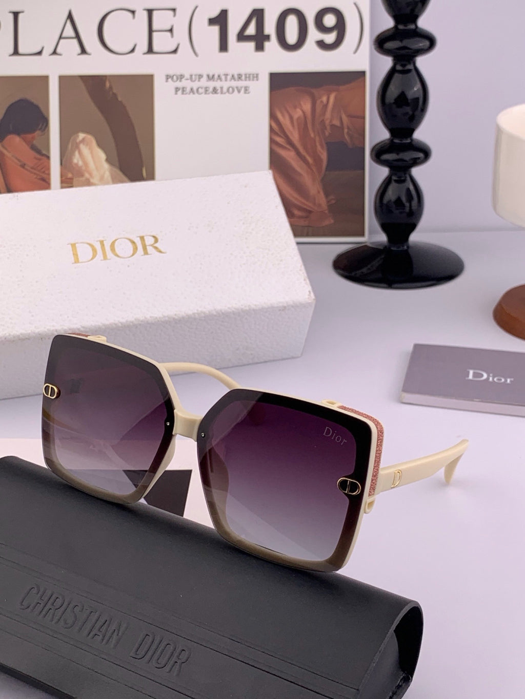 Dior CD4971 Polarized Square Gold Lens Sunglasses for Women - 415505
