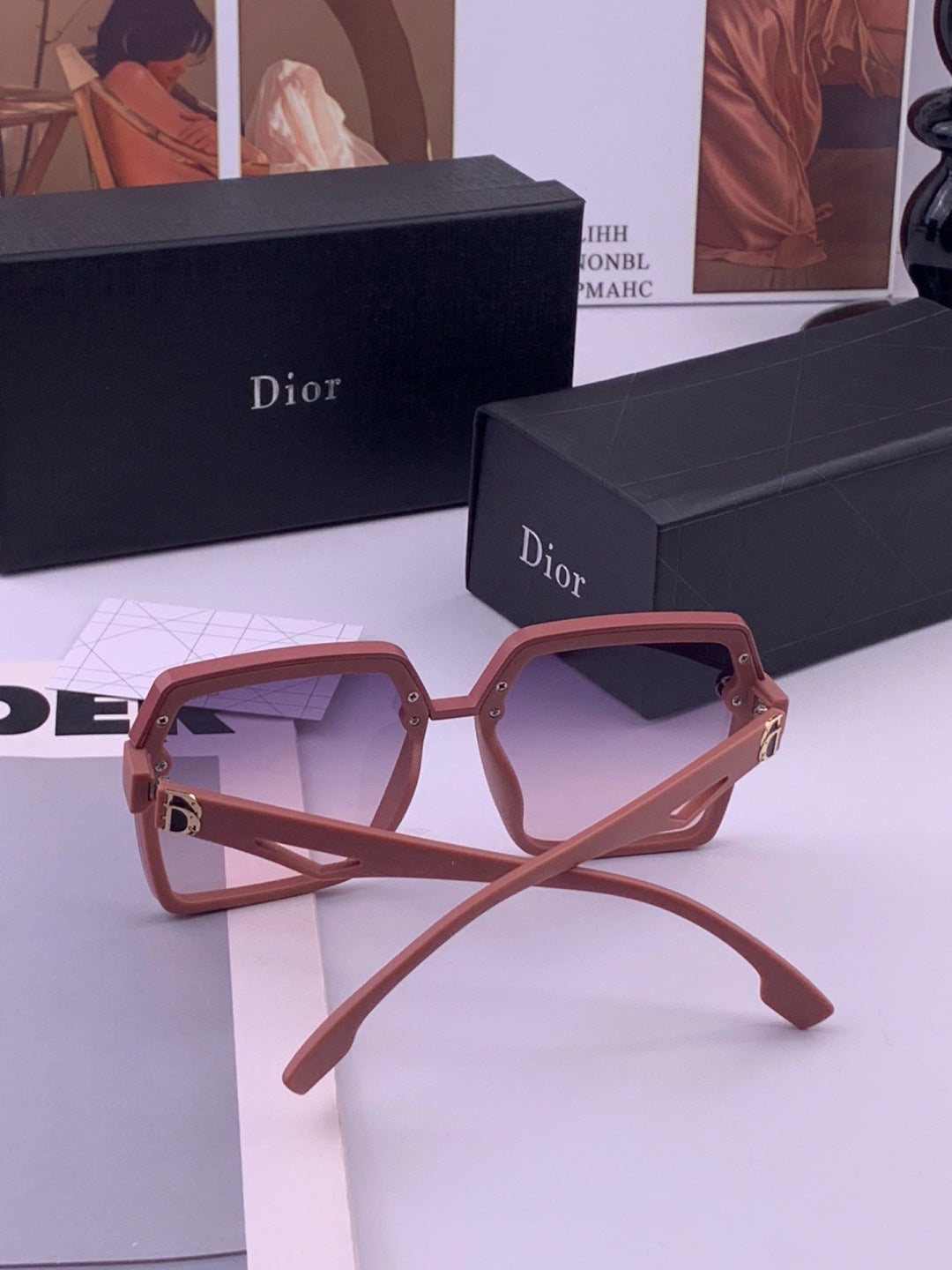 Dior CD092 Polarized Square Red Lens Sunglasses for Women - 415391 - detail image 5