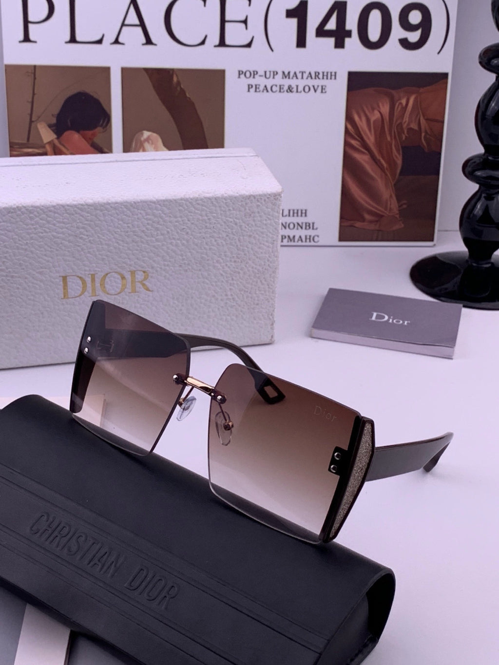 Dior CD2233 Lightweight Metal Rimless Gold Lens Sunglasses for Women - 415384 - detail image 2