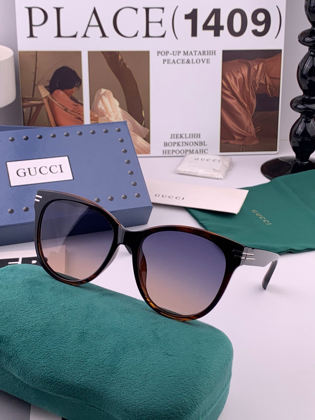 Gucci G2234 Polarized Square Pink Lens Sunglasses for Men & Women - detail image 3