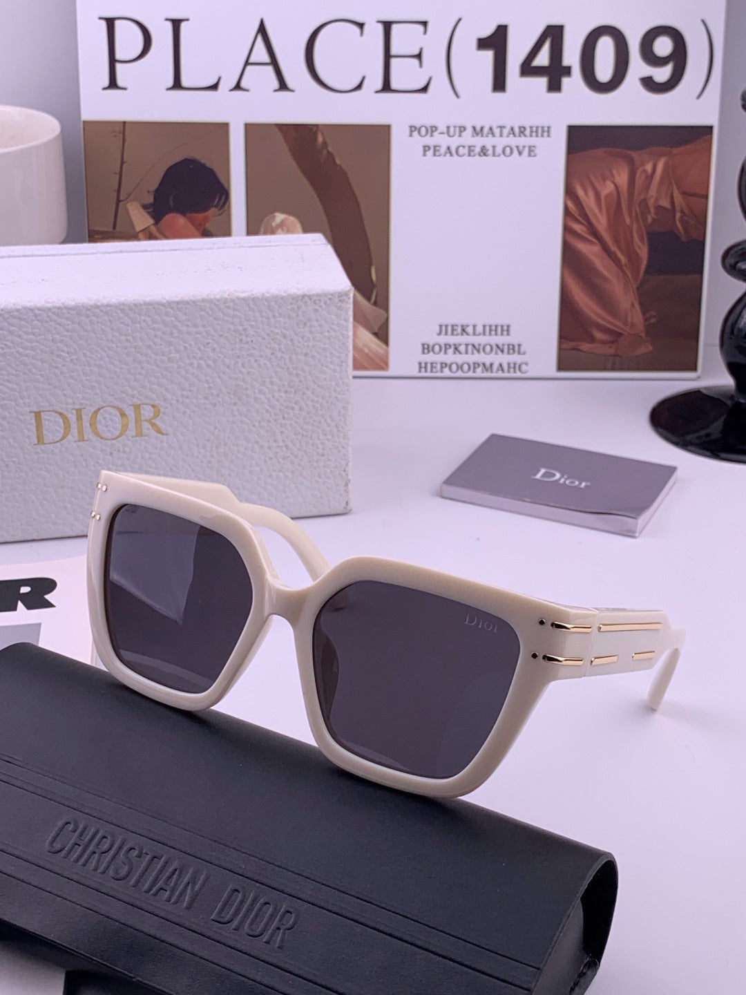 Dior CD9990 Polarized Square Black Lens Sunglasses for Women - 415436 - detail image 4