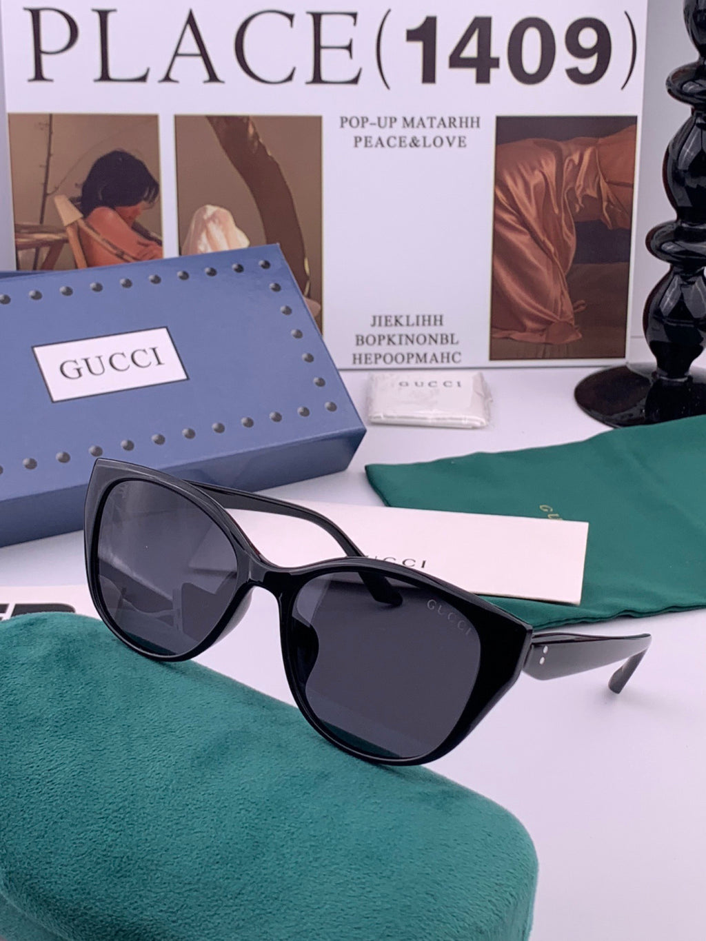 Gucci G3820 Polarized Square Black Lens Sunglasses for Men & Women - detail image 4