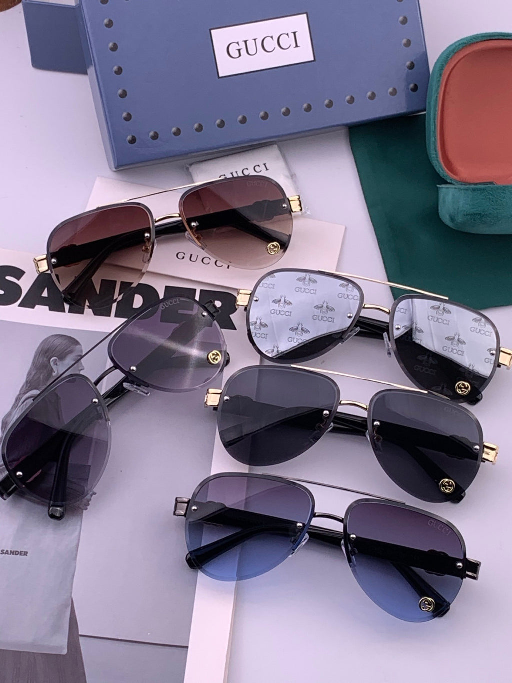 Gucci G41746 Aviator Black Lens Sunglasses for Men & Women - 415113 - detail image 8