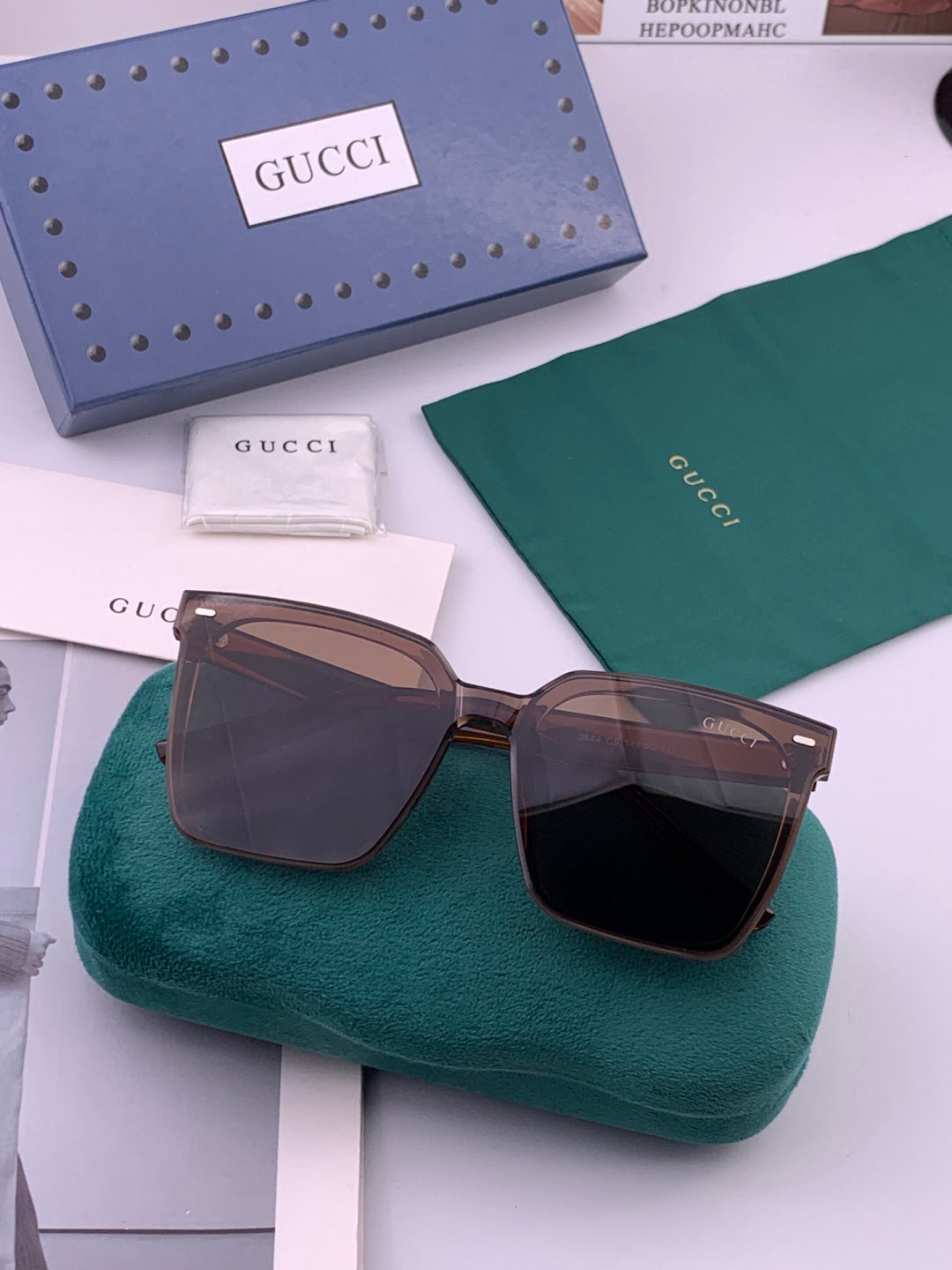 Gucci G4364 Polarized Square Gold Lens Sunglasses for Men & Women - detail image 6