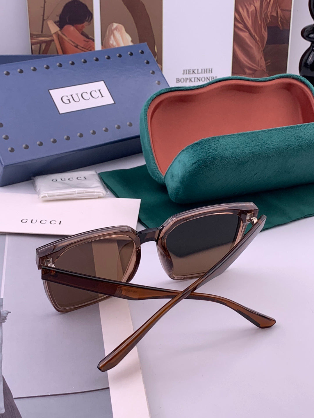 Gucci G4364 Polarized Square Gold Lens Sunglasses for Men & Women - detail image 5